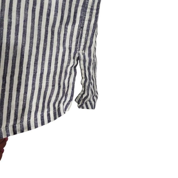 Christian Siriano Sleeveless Linen Lace Up Top Women Size L Blue White Striped - Picture 3 of 8